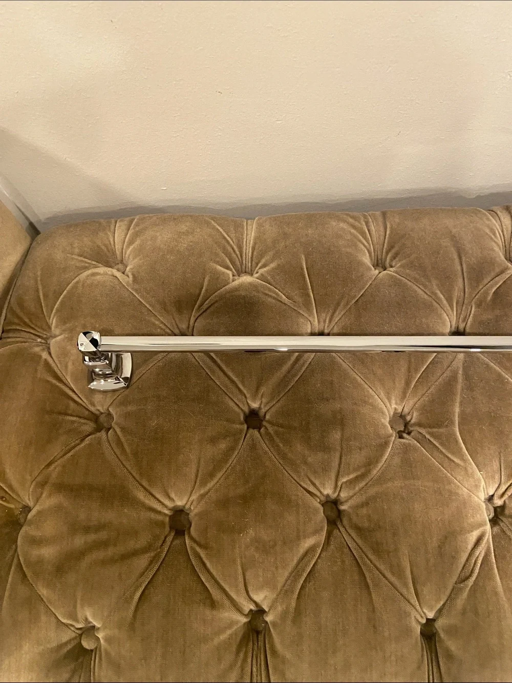 Polished Silver Wall Hook Bar - Modern Single Rail 26in long